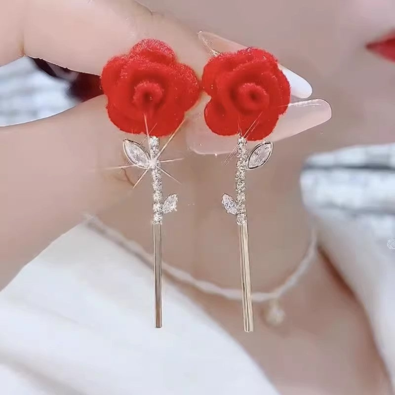 BowLift | Red Velvet Rose Earrings