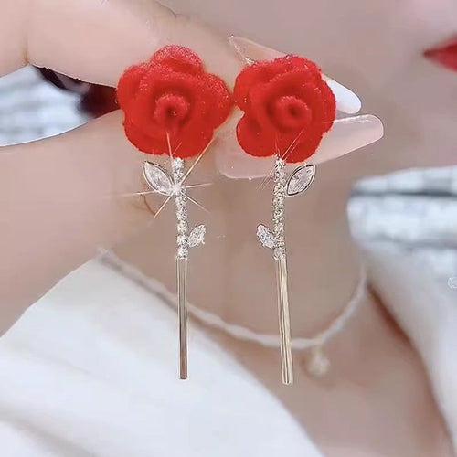 BowLift | Red Velvet Rose Earrings