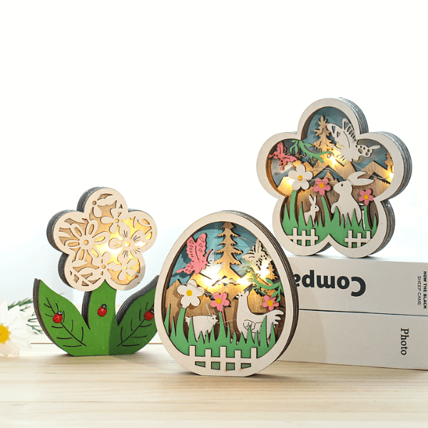 Wooden Easter Decoration with LED Light | Bowlift