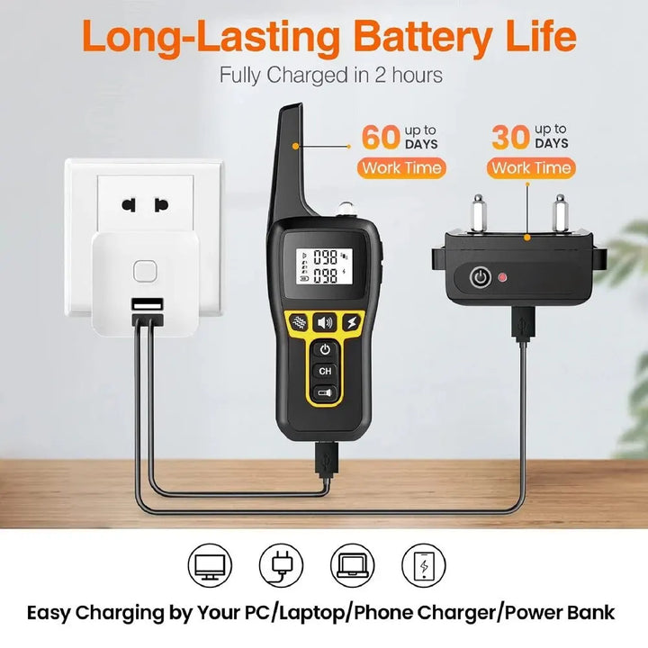 BowLift | 1000m Dog Training Collar – Waterproof, Rechargeable with Remote Control for Small, Medium & Large Dogs