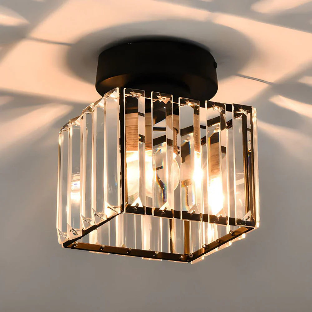 BowLift | Modern Crystal Ceiling Light with Gold and Black Accents – Stylish Lighting for Your Home