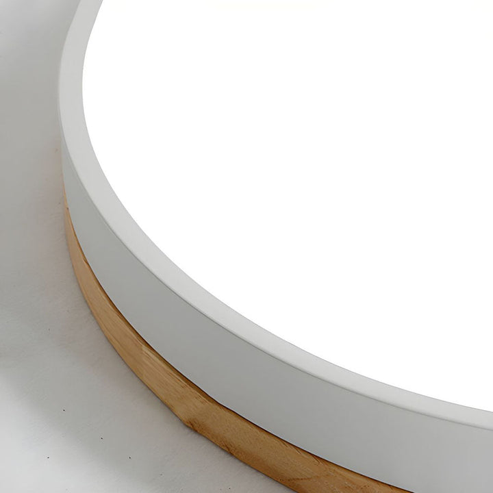 BowLift | Wooden Round Shape Flush Ceiling Light | LED. Solid Wood & Iron for Living Room. Dining Room & Hallway