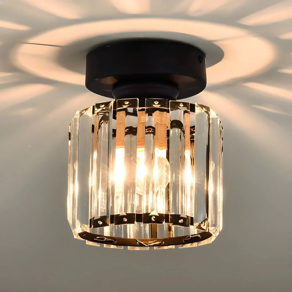 BowLift | Modern Crystal Ceiling Light with Gold and Black Accents – Stylish Lighting for Your Home