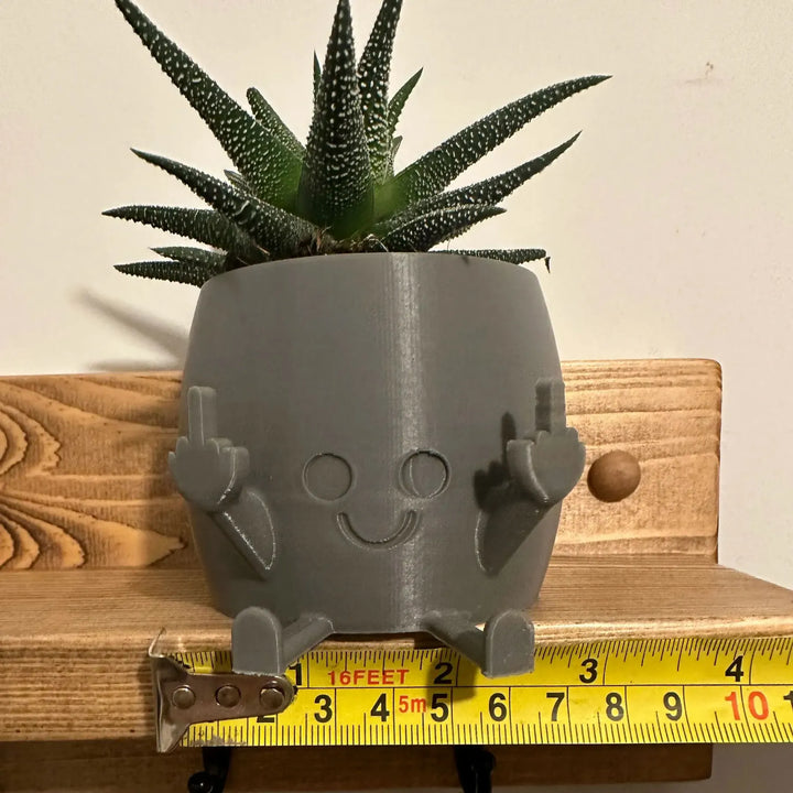 BowLift | Smiling Plant Pot with Middle Fingers Up