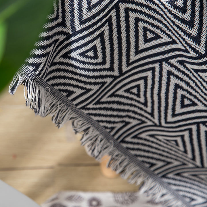 Geometric Fringe Throw Blanket