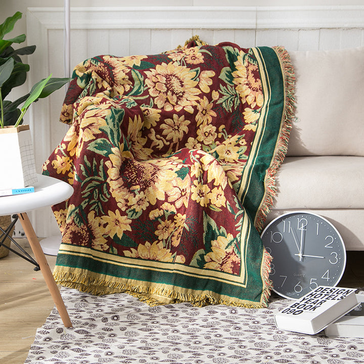 Floral Patterned Woven Throw Blanket