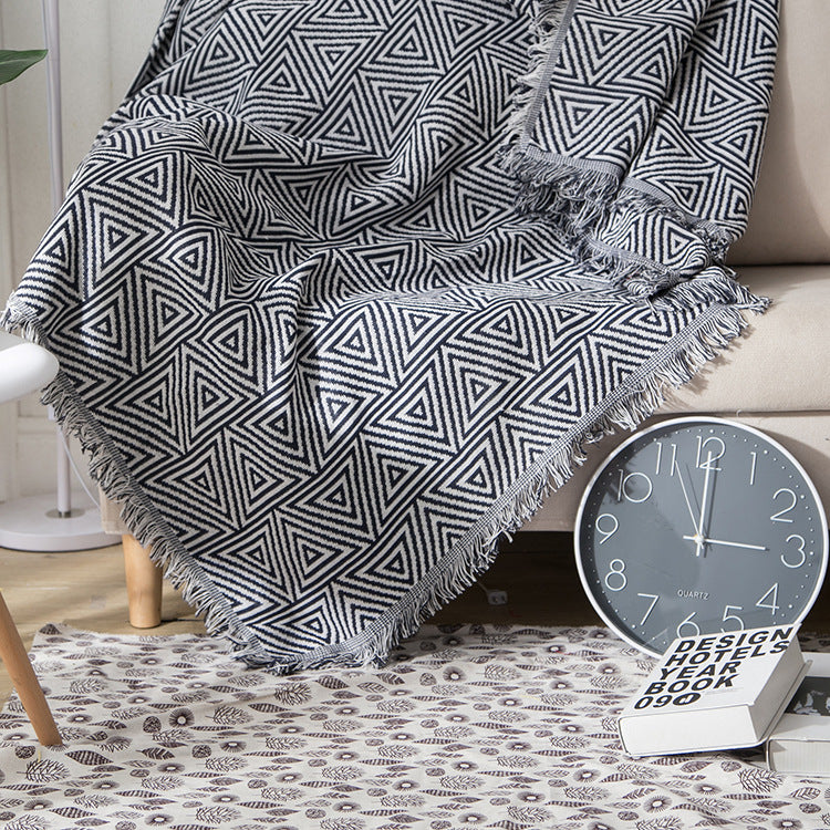 Geometric Fringe Throw Blanket