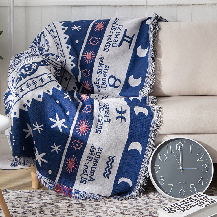Geometric Patterned Fringe Throw Blanket