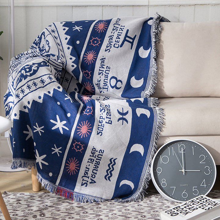 Geometric Patterned Fringe Throw Blanket