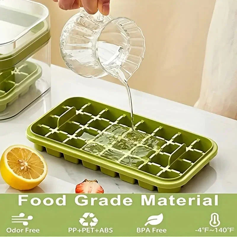 BowLift | 101oz. Ice Cube Tray Set - 64 Piece Silicone Ice Cube Tray with Lid & Container