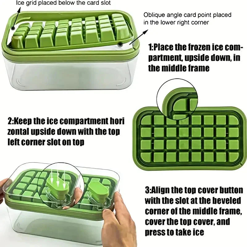 BowLift | 101oz. Ice Cube Tray Set - 64 Piece Silicone Ice Cube Tray with Lid & Container