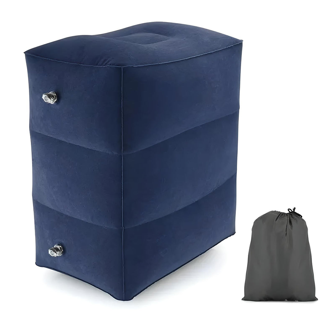 BowLift | Inflatable Travel Footrest | Ergonomic, Adjustable Height & Compact for Planes, Trains, Buses & Office Use