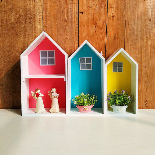 Decorative Multi-Compartment House-Shaped Shelf