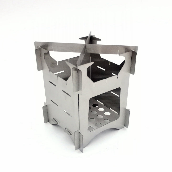 compact stainless steel portable wood-burning camping stove with tool-free interlocking assembly Bowlift