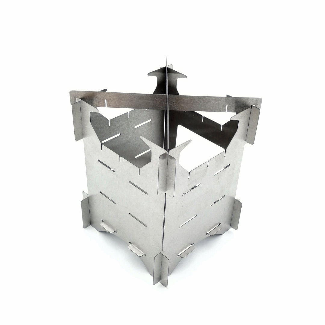 compact stainless steel portable wood-burning camping stove with tool-free interlocking assembly Bowlift
