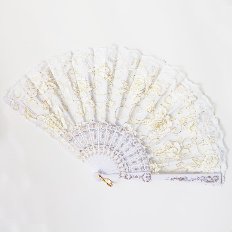 Women decorative fan with floral lace motifs Bowlift