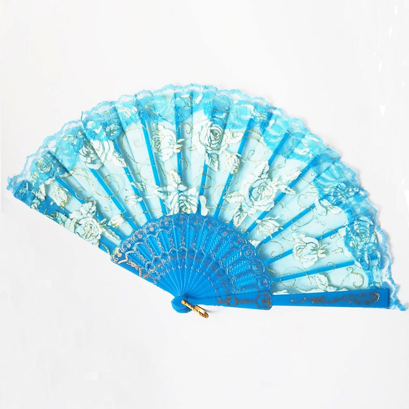 Ladies' Fan with Floral Lace Designs Bowlift