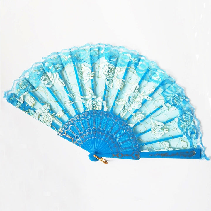 Ladies' Fan with Floral Lace Designs Bowlift