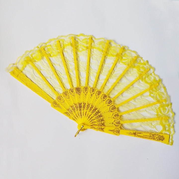 Ladies lace fan with golden decorations Bowlift