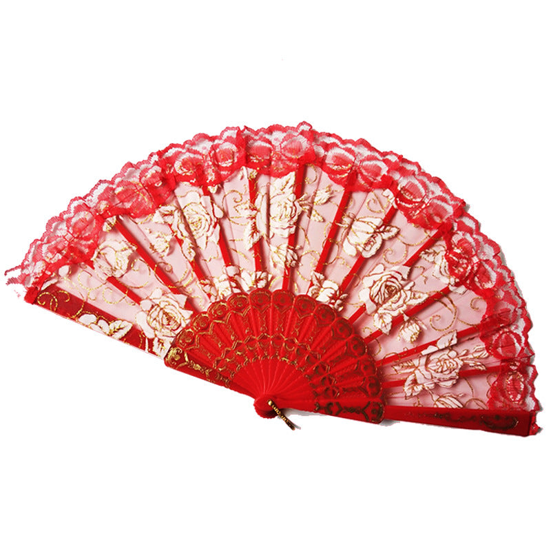 Ladies elegant lace fan with floral embellishments Bowlift