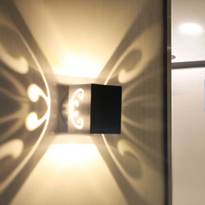 BowLift | Modernist LED Wall Lamp Chrome Hollow Butterfly Wall Lamp with Aluminium Shade, Red/Blue/Purple Light