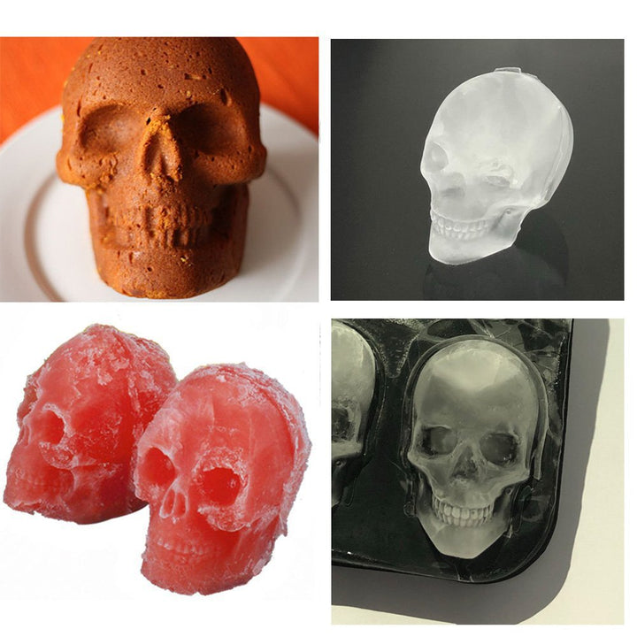 Silicone Sculpted Skull Ice Cube Mold Tray for Whiskey and Cocktails Bowlift