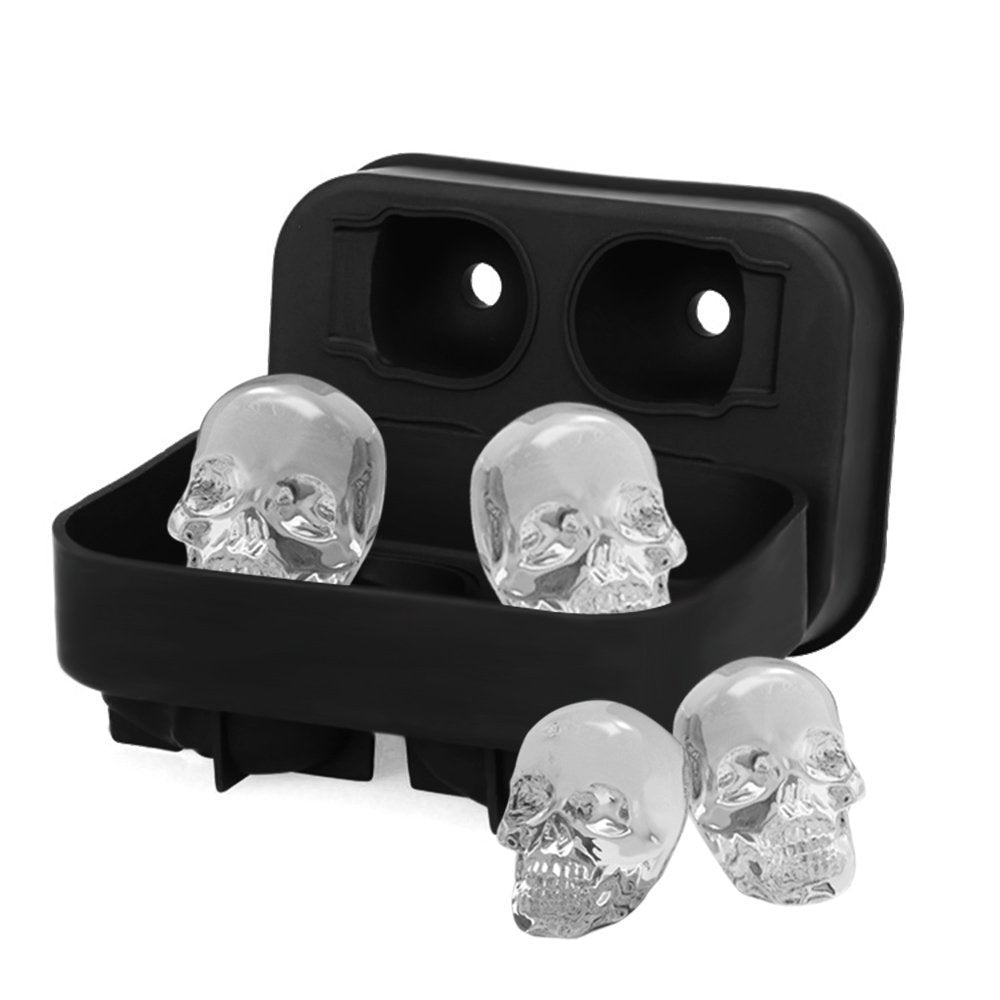 Silicone Sculpted Skull Ice Cube Mold Tray for Whiskey and Cocktails Bowlift