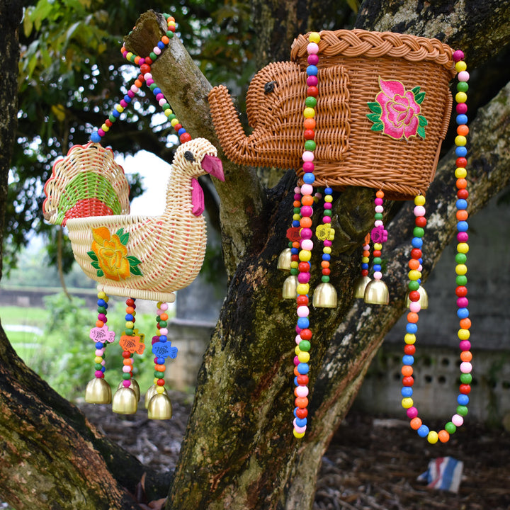Decorative Animal-Shaped Woven Hanging Basket Bowlift