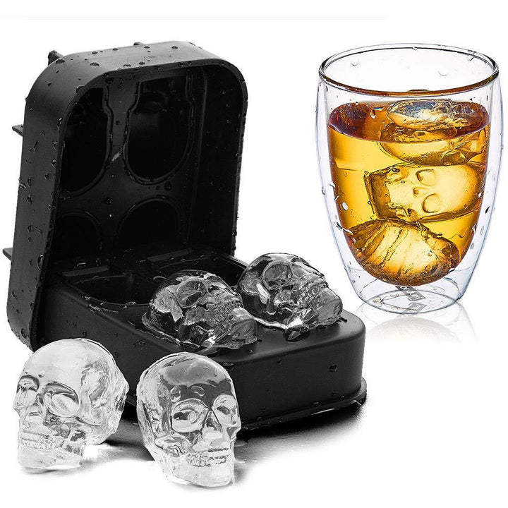 Silicone Sculpted Skull Ice Cube Mold Tray for Whiskey and Cocktails Bowlift