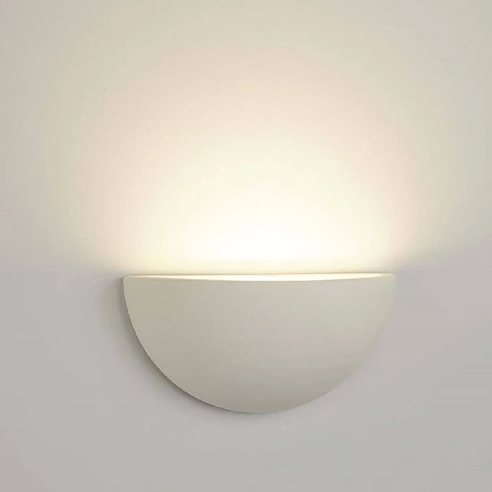 BowLift | White Plaster Vintage Half-Round Half-Moon Paintable Wall Spotlight 30cm