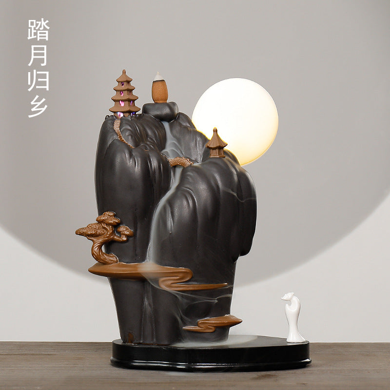 Serene Mountain Theme Decorative Incense Holder