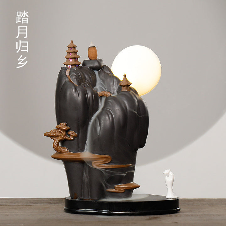 Serene Mountain Theme Decorative Incense Holder