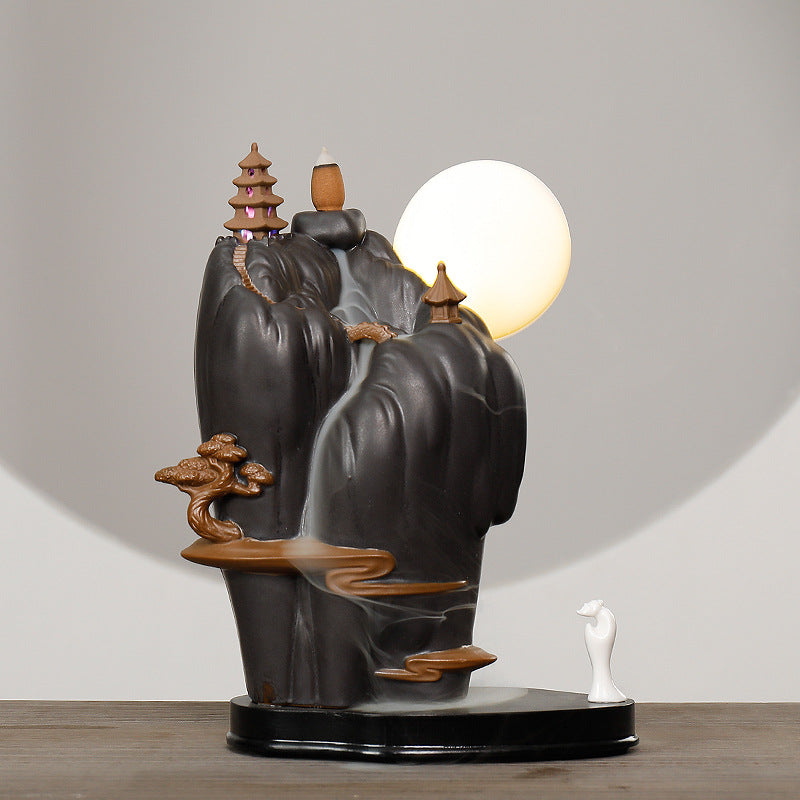 Serene Mountain Theme Decorative Incense Holder