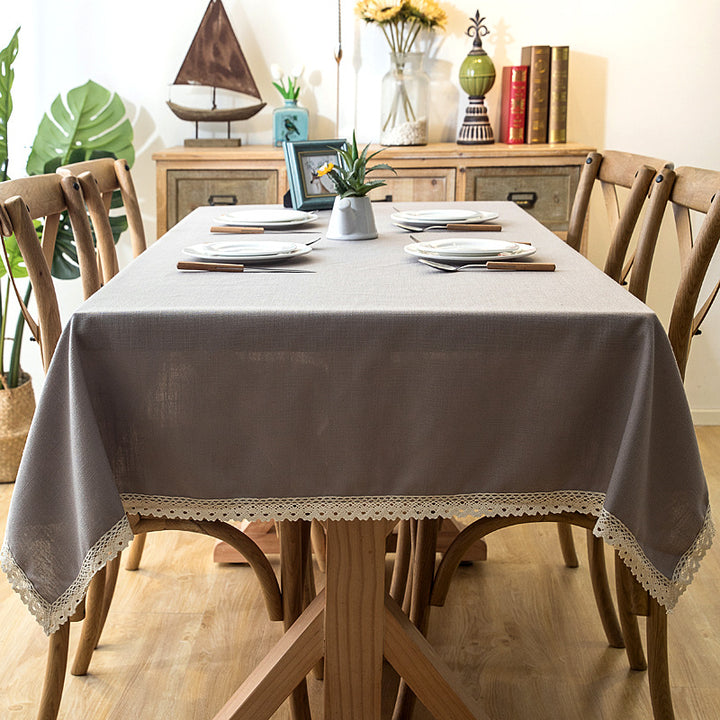 Elegant Lace Trim Tablecloth