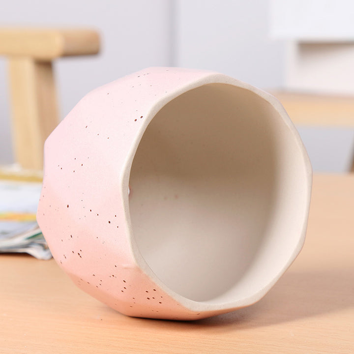 Textured Geometric Ceramic Plant Pot Bowlift