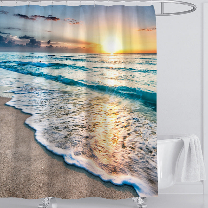 Beach-Themed Shower Curtain Bowlift