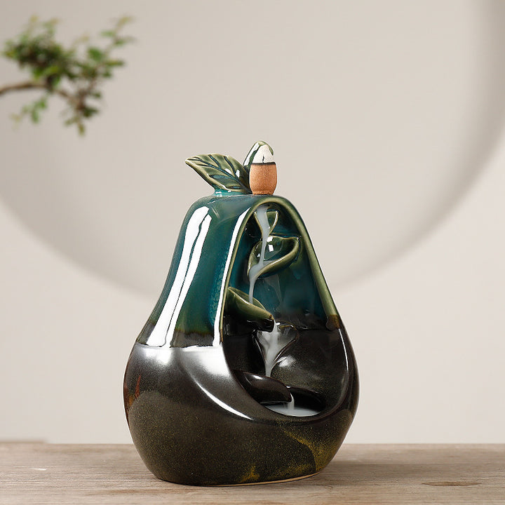 Nature-inspired ceramic incense waterfall