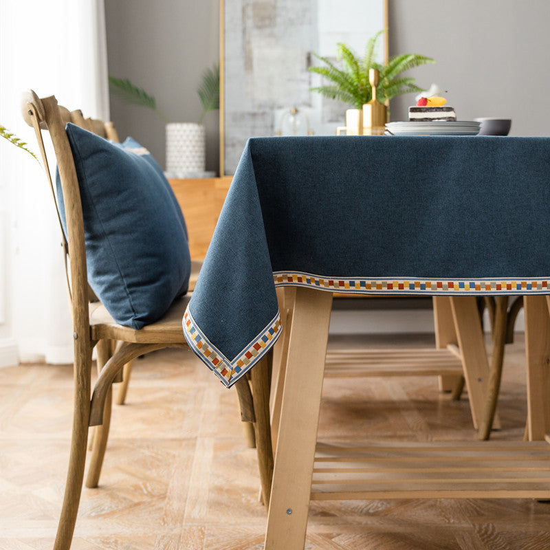 Decorative Tablecloth with Geometric Edging