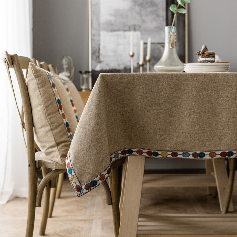 Decorative Tablecloth with Geometric Edging