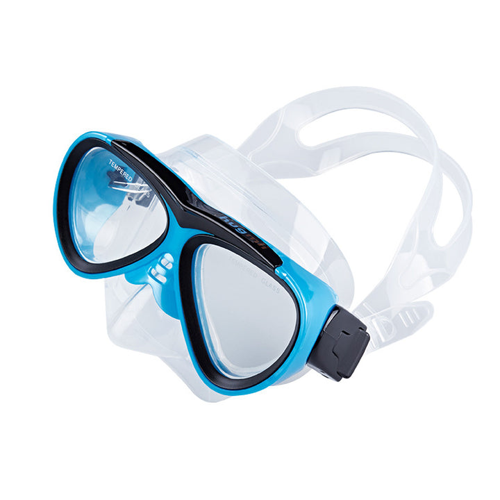 Diving mask with elastic adjustment and anti-fog technology Bowlift