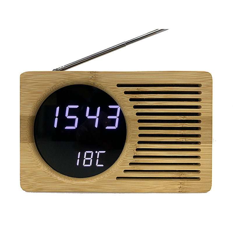 Digital wooden alarm clock with temperature display Bowlift