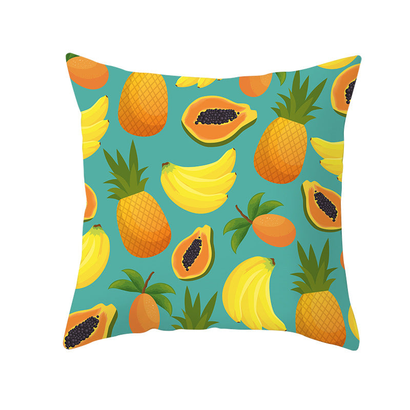 Tropical Pineapple Print Cushion Cover with Hidden Zipper