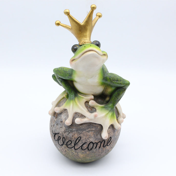 Whimsical Frog Welcome Figurine