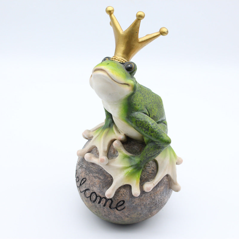 Whimsical Frog Welcome Figurine