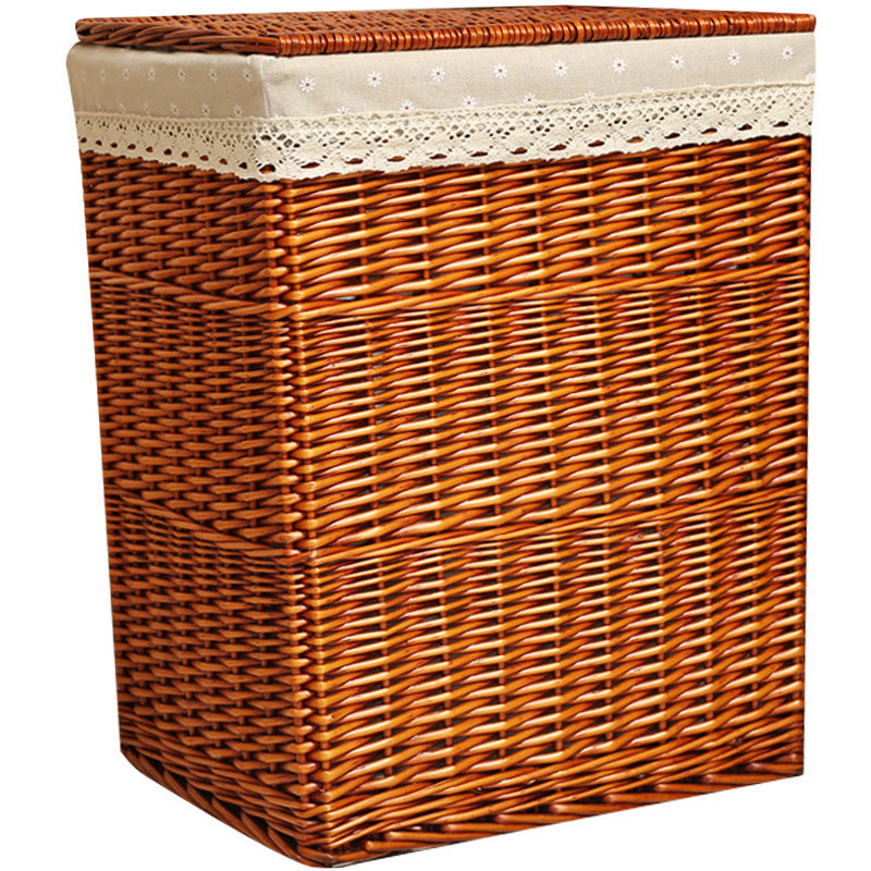 Women's laundry basket with decorative checkered fabric and practical lid Bowlift