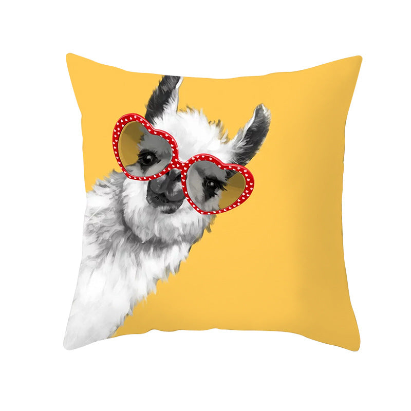 Geometric Interlocking Circle Square Pillow Cover Polyester Linen-Texture with Hidden Zipper