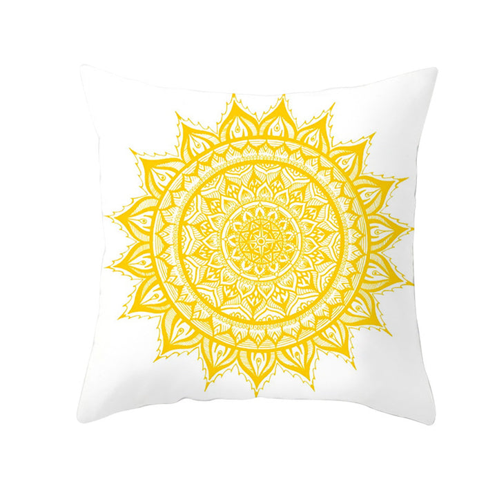 Geometric Interlocking Circle Square Pillow Cover Polyester Linen-Texture with Hidden Zipper