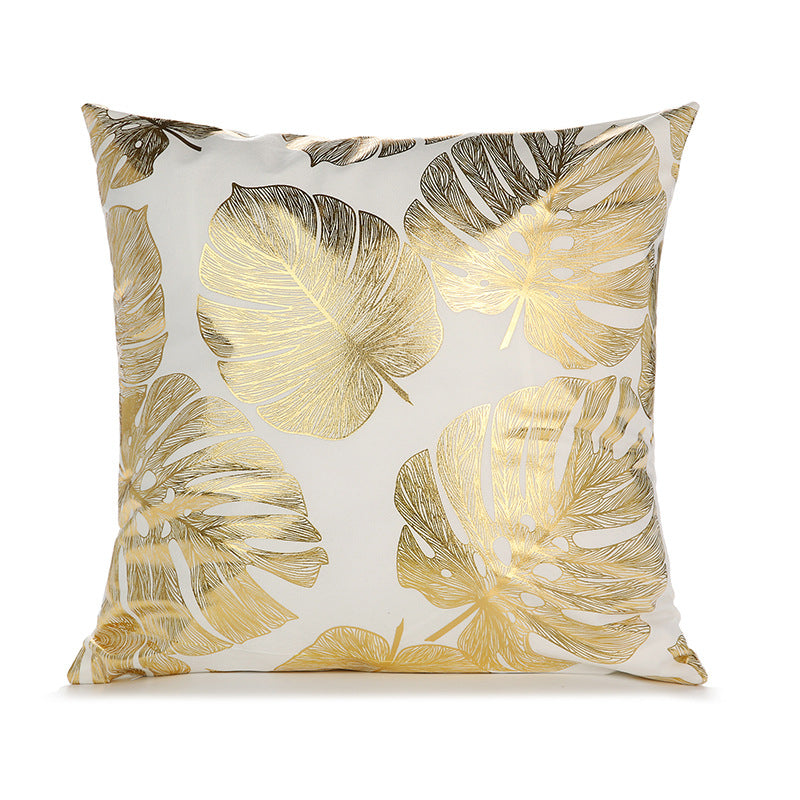 Decorative Square Pillow Cover with Geometric Diamond Foil Accent