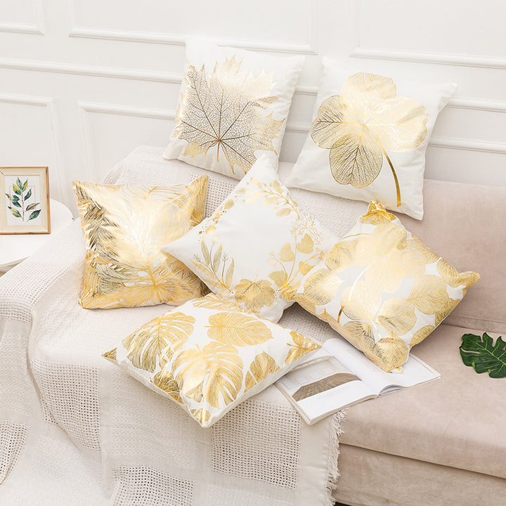 Decorative Square Pillow Cover with Geometric Diamond Foil Accent