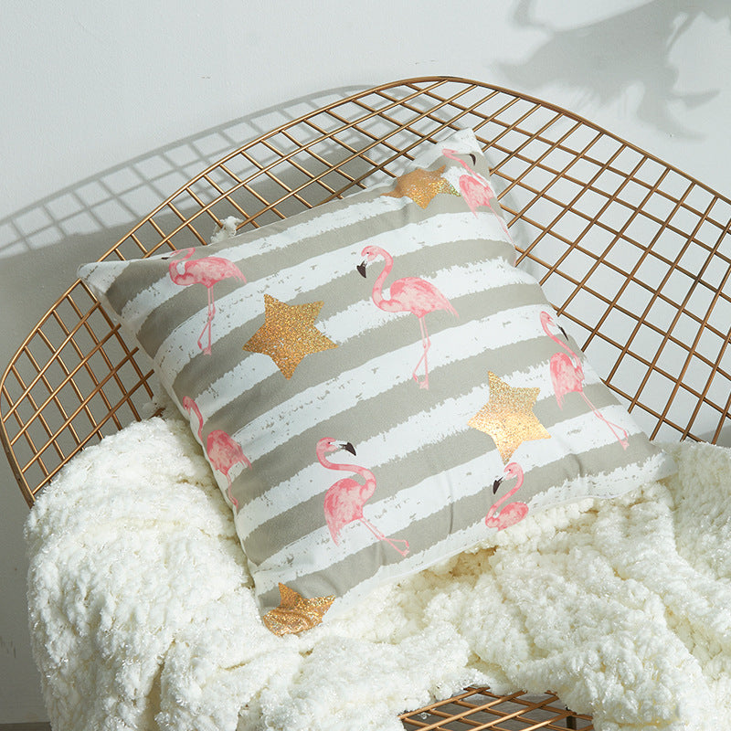 Luxurious Feather Print Decorative Pillow